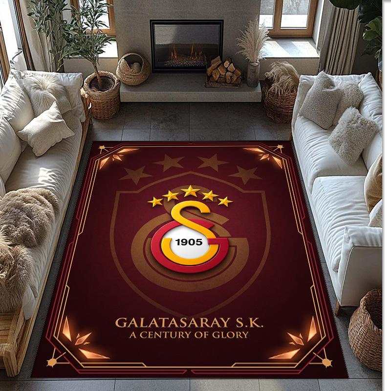 Tappeto Morbido Antiscivolo per Interni con Motivo Calcio Galatasaray FC Tappetino Decorativo Sportivo per Camera da Letto