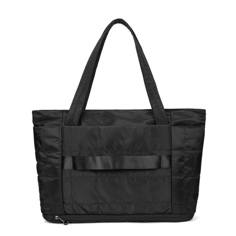 

Женская однолямочная сумка-тоут Раскладывающаяся на молнии Пушистая сумка-клатч Дорожная Стеганая Большой вместимости чёрный