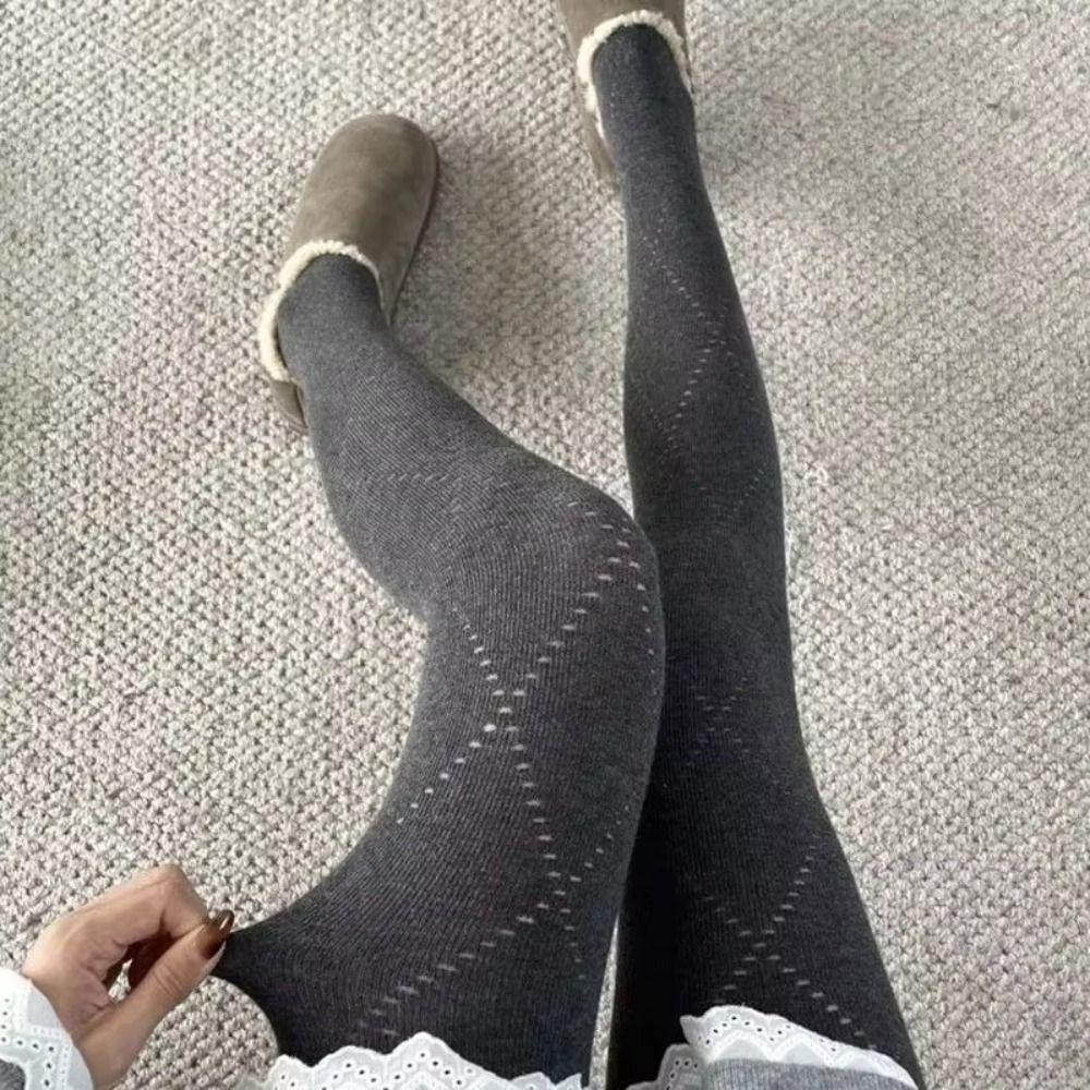 New Jacquard Pattern Knitted Tights High Waist Skinny Slimming Pantyhose Elastic Stockings Autumn Winter