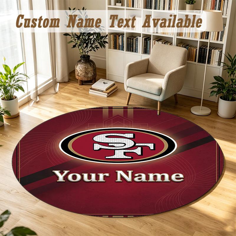 Round Rug Custom NameSan Francisco 49ers Pattern Non Slip Carpet Home Floor Decor