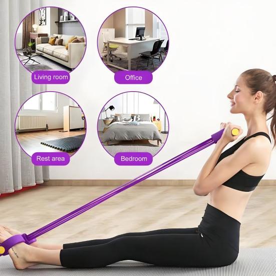 6/8-Tube Pedal Puller Resistance Band with Handle Multifunction Elastic Yoga Sit-up Pull Rope Men Women Pedal Tensioner Exerciser Workout Equipment