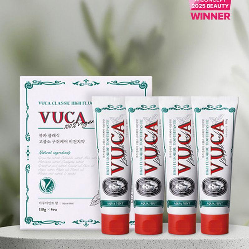 VUCA Viewca Classic High-Fluoride Bad Breath Care Vegan Toothpaste Aqua Mint Flavor 110g Pack of 4 110g 4 pieces