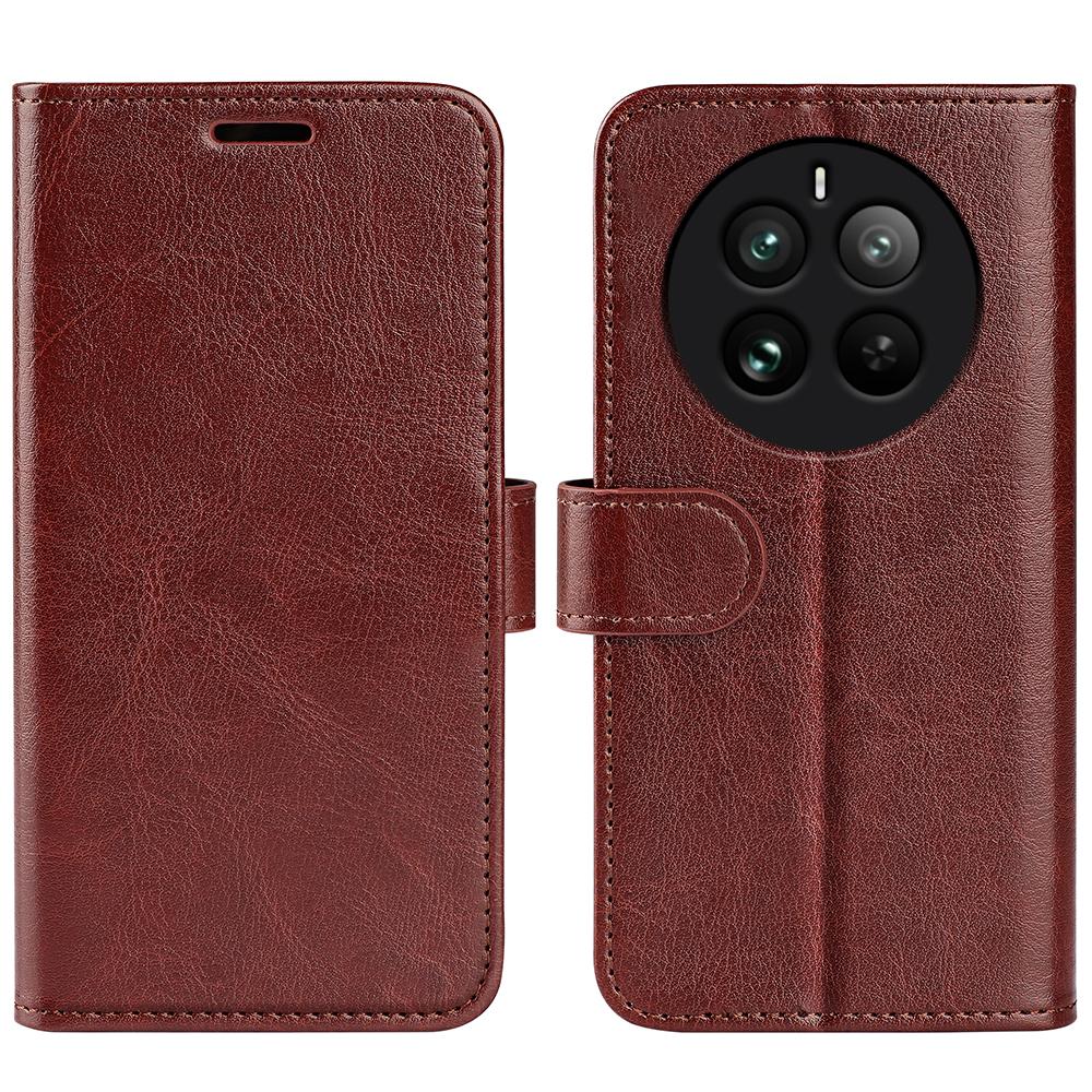 

For Realme 12 Pro 5G/12 Pro+ 5G Wallet Phone Case Crazy Horse Texture PU Leather Flip Cover Brown