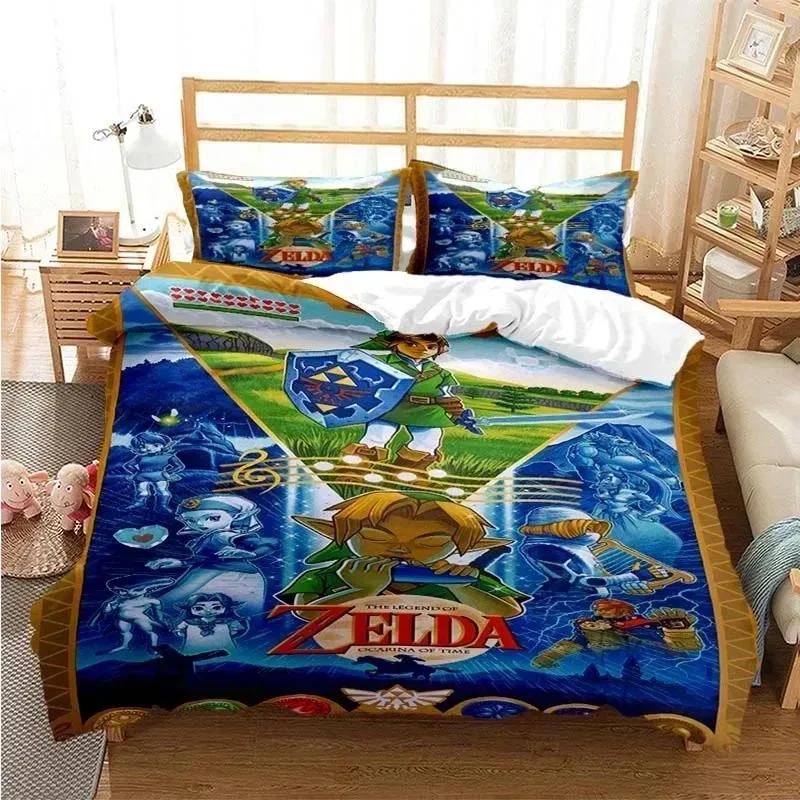 Cartoon Zeldas Series Bedding Set Duvet Cover Bed Set Quilt Cover Pillowcase Comforter King Queen Boys Adult Bedding Set