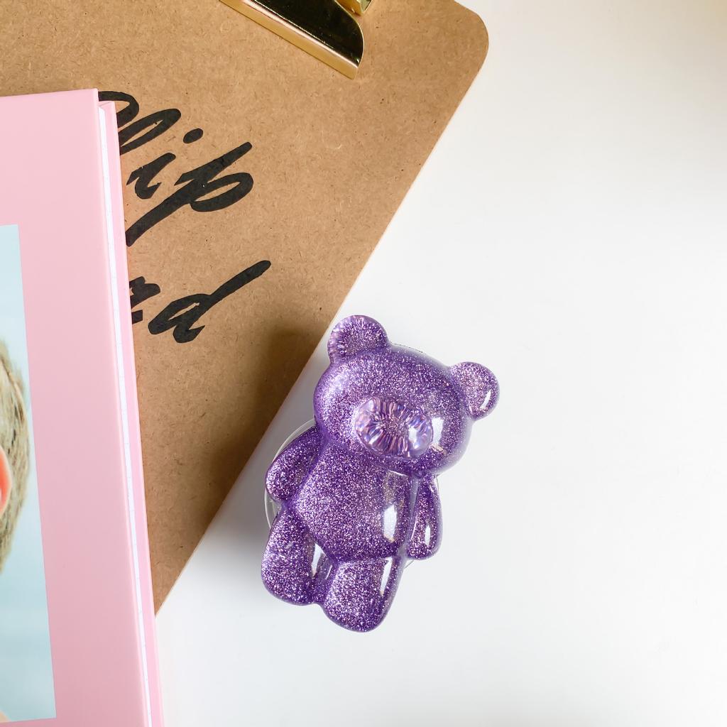 Glitter Powder Bear Cartoon Cute Creative Mobile Phone Airbag Bracket Simple Paste Retractable Desktop Air Cushion