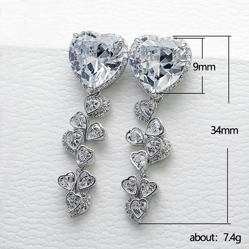 BELLA BOX Aesthetic Love Dangle Earrings For Women With Heart Cubic Zirconia Crystal Earrings Romantic Wedding Trend Lady's Jewelry