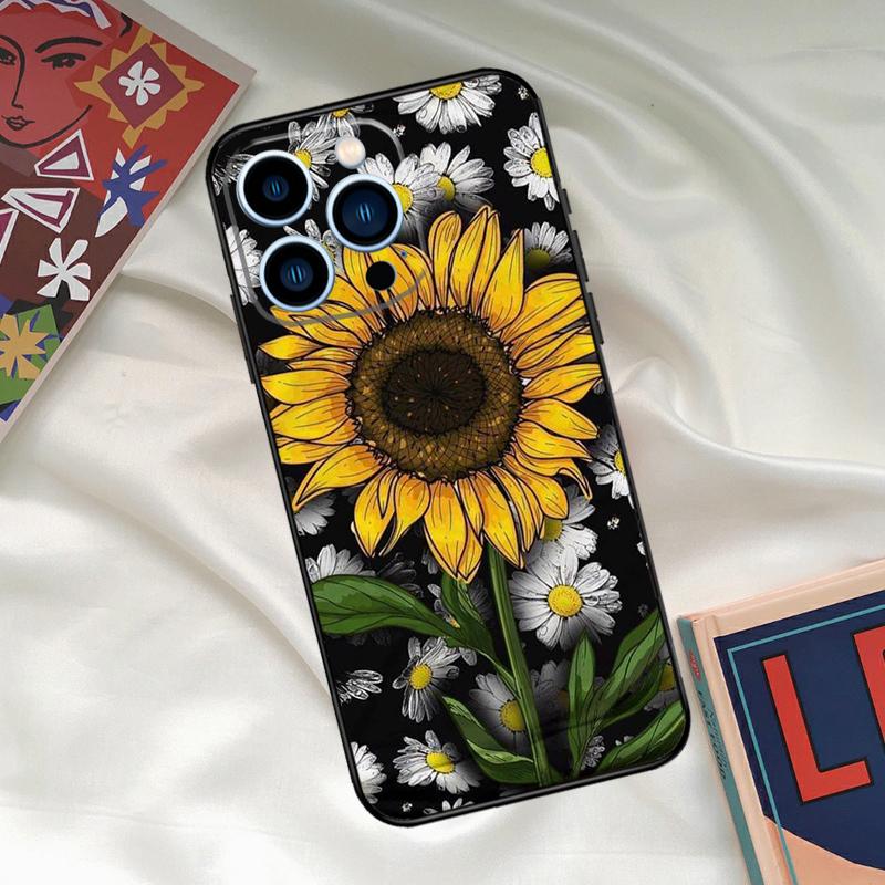 Summer Daisy Sunflower Floral Phone Case For iPhone 16 15 14 12 11 13 17 Pro Max 15 16 Plus 13 Mini 16e 17 Air Funda Cover