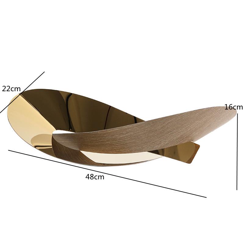 Wood Grain Metal Irregular Winding Fruit Tray, Geometric Art Stainless Steel Tray, Dining Table Decoration Storage Tray