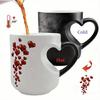 Heat Sensitive Color Changing Coffee Mug With Heart Shaped Handle Valentines Day Gift Kitchen Drinking Cup