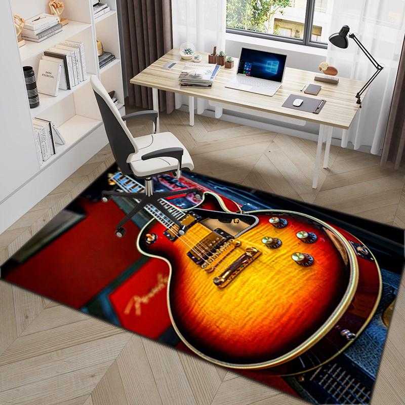 1Pc Electric guitar theme Printed circular carpet, home door mat, outdoor travel protection carpet A4