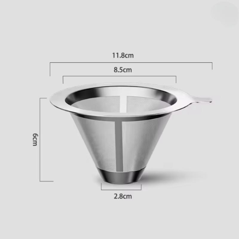 

304 Stainless Steel Coffee Funnel Fine Mesh Double Layer Coffee Accessories Reusable Conical Coffee Filter Practical and Durable