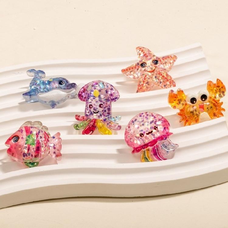 Pack Of 2/6 Sea Creature Resin Figurines Ornament for Craft Picture Frames Phone Case Scrapbooking and Hair Accessories