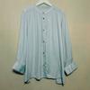 Order Leftover Stock Soft Silks and Satins Fabric Small Stand Collar Open Three-Quarter Sleeve Shirt Female Pure Color Accessible Luxury Professional