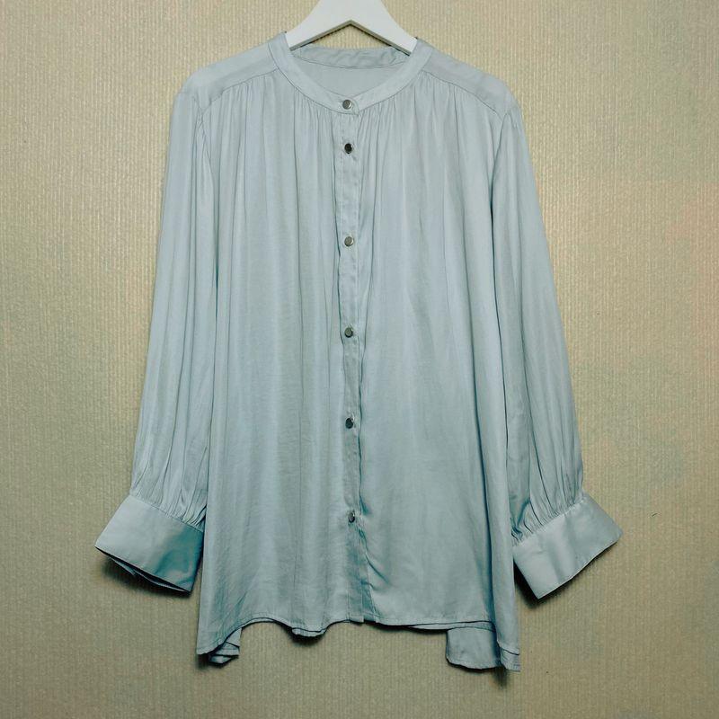 Order Leftover Stock Soft Silks and Satins Fabric Small Stand Collar Open Three-Quarter Sleeve Shirt Female Pure Color Accessible Luxury Professional