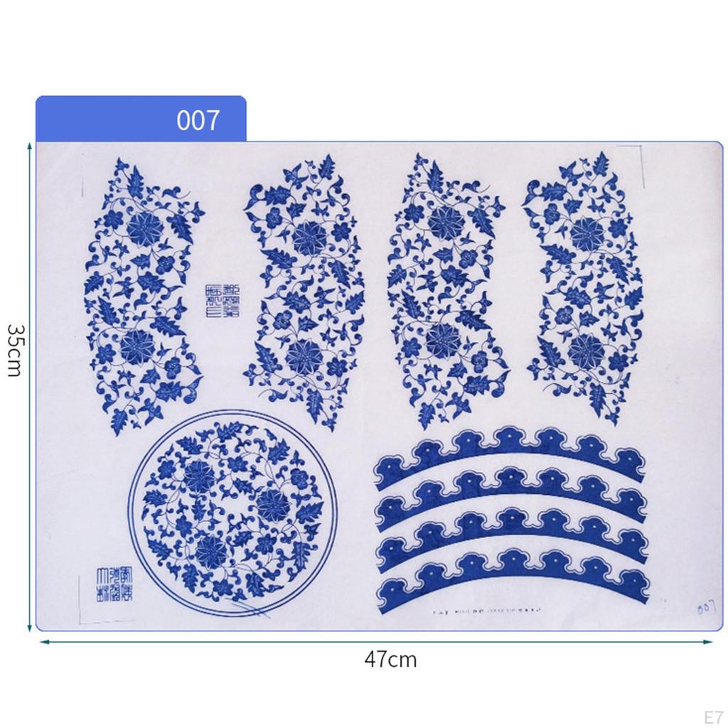 Art Decals Flower Paper Transfer Blue Sticker Underglazed DIY
