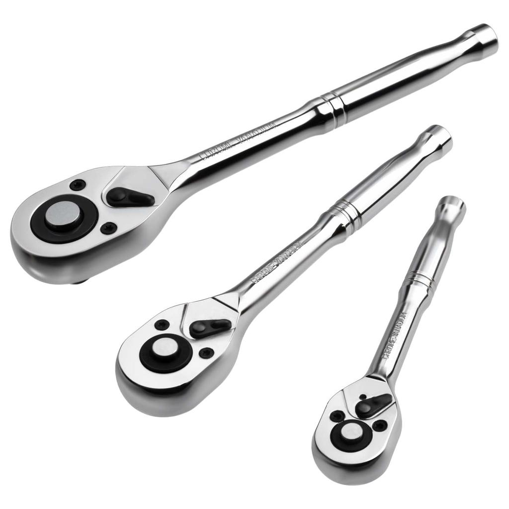 SPEEDWOX Ratchet Handle Set movable for smooth socket attachment and rotation direction switching for tightening and loosening bolts and chrome plated