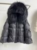 Winter new high-end fur big fox fur collar hooded down jacket women's butterfly straps thickened warm jacket