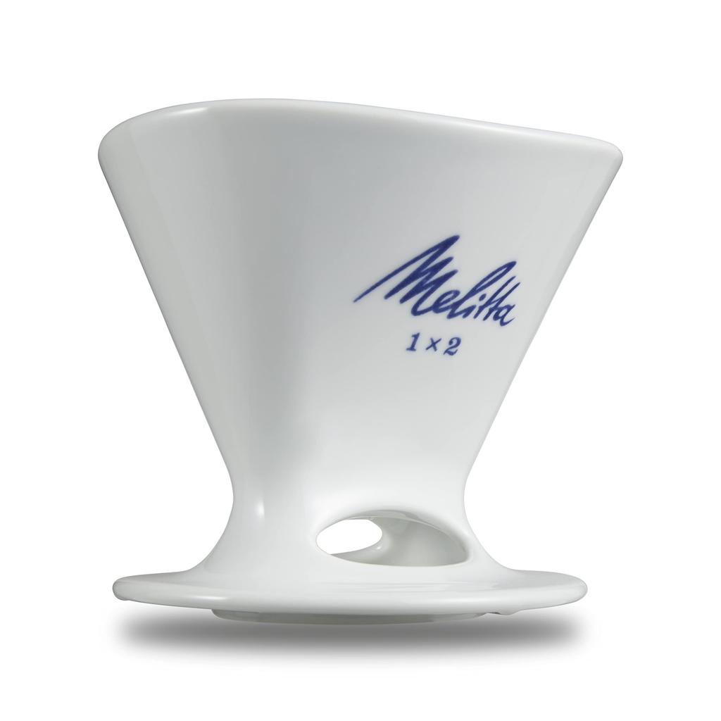 Melitta Coffee Dripper, 2-4 Cup Capacity, Premium Filter, 1x2, Includes Saucer and Measuring Spoon, Made in Japan, Hasami Ware, PF-WH, 1x2, White
