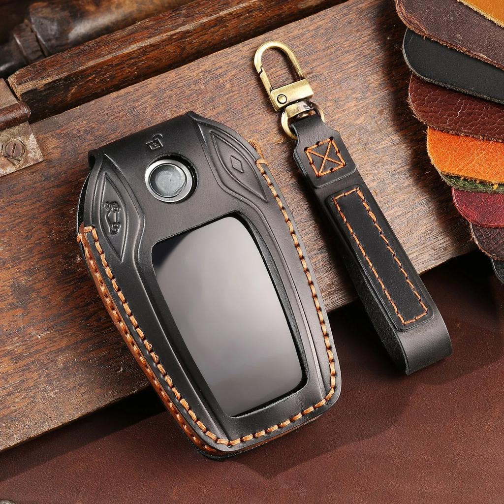 Styling Mouldings Leather Car Key Case LCD Smart Remote Cover LED Display Shell Bag for BMW G11 G12 G30 G31 G01 G02 5 7 Series X