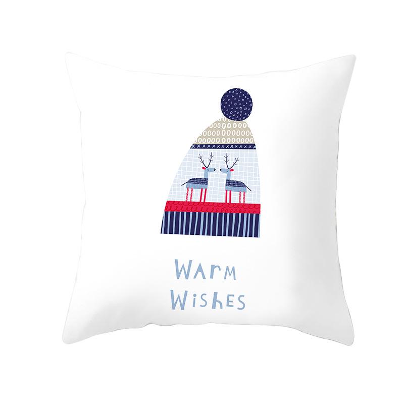 Christmas Peach Skin Pillow Cover Nordic Sofa Cushion Cover Cartoon Print Pillow Cover