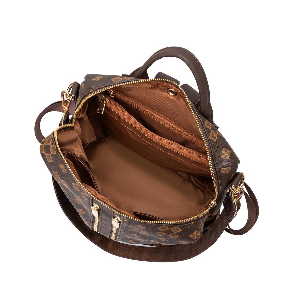 Retro Mother Child Backpack for Women with High End Travel Mommy Bag Printed Large Capacity Dual-purpose Diamond Shaped Backpack