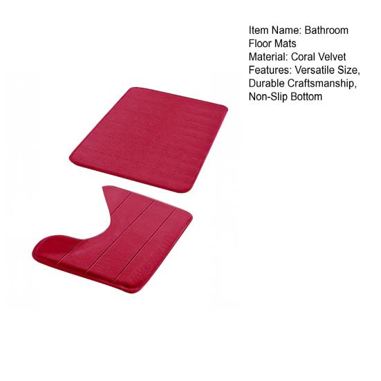Yousheng 2 Buc/Set Covoraș de Baie Covor de Baie Fund Antiderapant 40x60cm 40x50cm Catifea Corală U-Formă Pătrat Pad de Baie