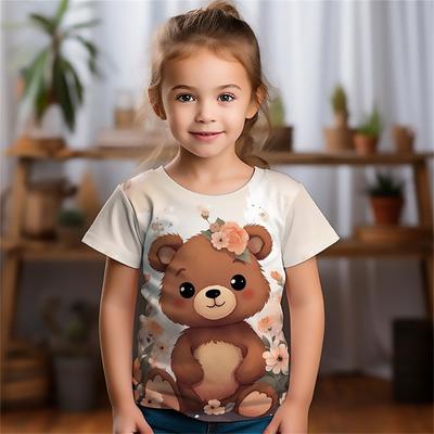 Mädchen Kleidung Kinder T-Shirt Kurzarm Bär 3D Druck Kinder Sommer Kleidung Mode Kawaii Rundhals Junge Kleidung Mädchen Top T