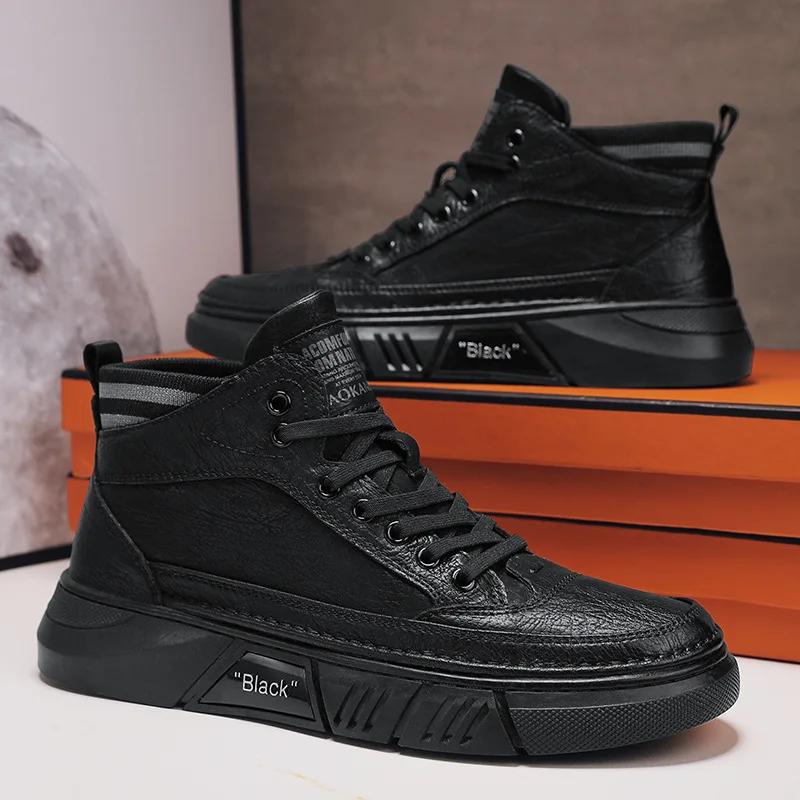 Mens Ankle Boots 2025 Casual Sneakers Platform Safety Leather Boots Skateboard Designer Luxury Sport Fashion Tennis Work Boots