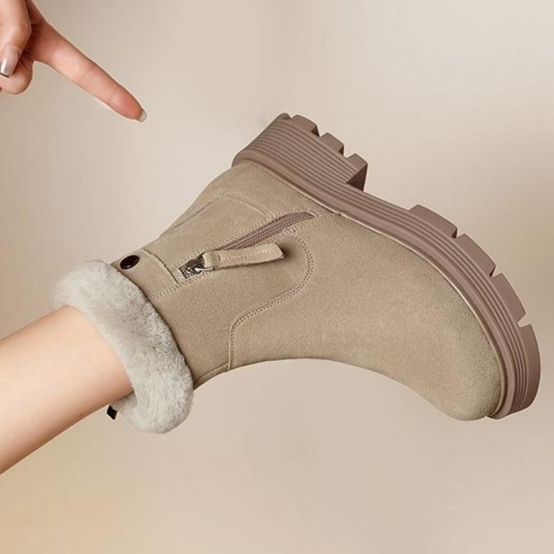 Fashion Round Toe Fleece-lined Women's Snow Boots Winter Platform Ladies Shoes Comfortable and Elegant Trend 2025 Goth Fashion Booties