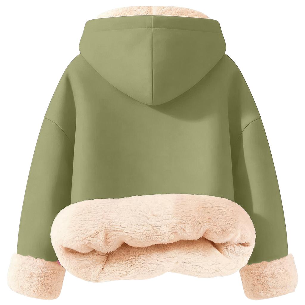 Çocuklar İçin Modaya Uygun Baskılı Günlük Polar Kapüşonlu Bol Kesim Cepli Olmayan Hoodie
