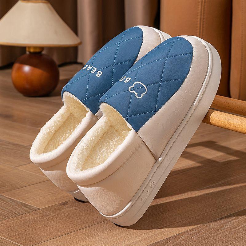 

Bag heel waterproof cotton slippers women s winter 2025 indoor cotton shoes home shoes non-slip wool slippers women s winter 44-45 Темно-синій