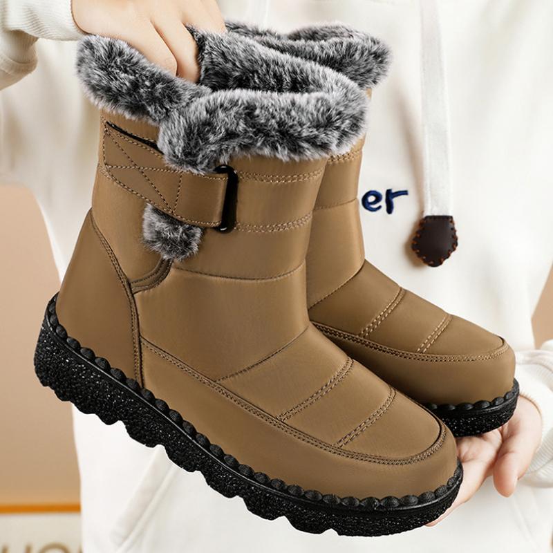 Snow boots, winter women's boots with plush and thick cotton boots, polyurethane long boots, high cut and thick soled cotton shoes