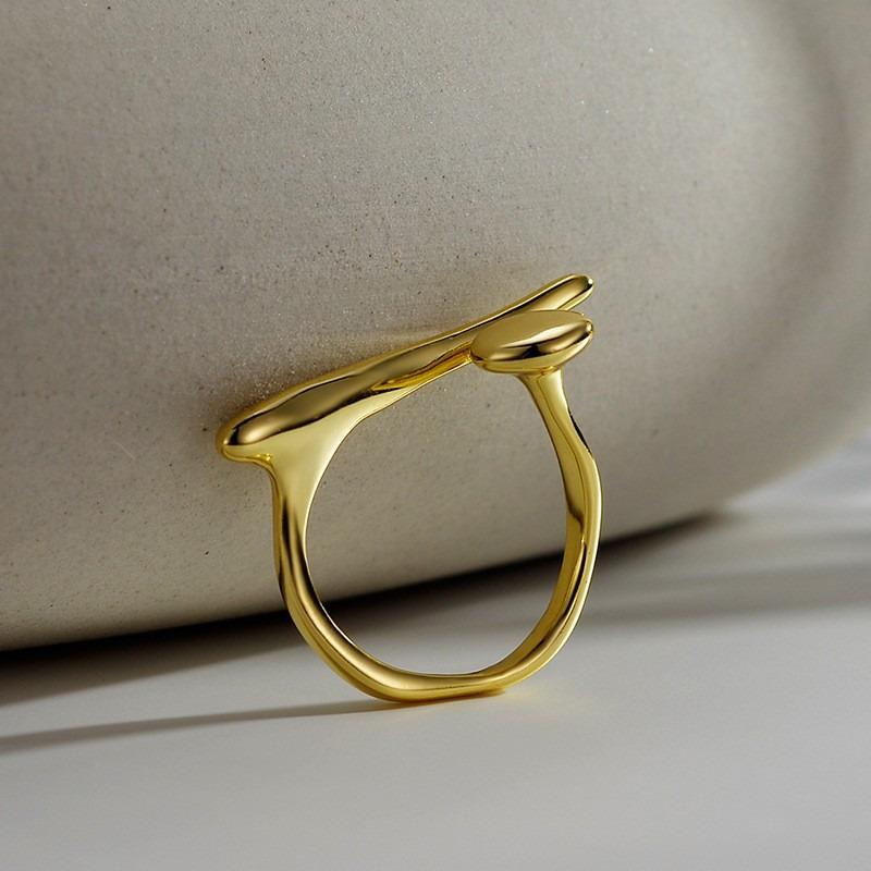 Korean Minimalist Geometric Adjustable Ring – Irregular Open Band for Index Finger