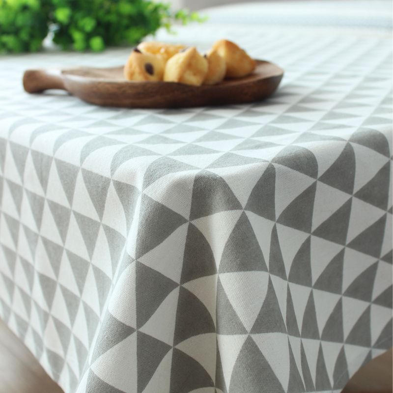 

Gingham Tablecloth Fabric Minimalist Modern Rectangular Scandinavian Net Red Tablecloth Ins Idyllic Minimalist Cotton Linen Tablecloth Grey Triangle 40*60cm two pieces (curling)