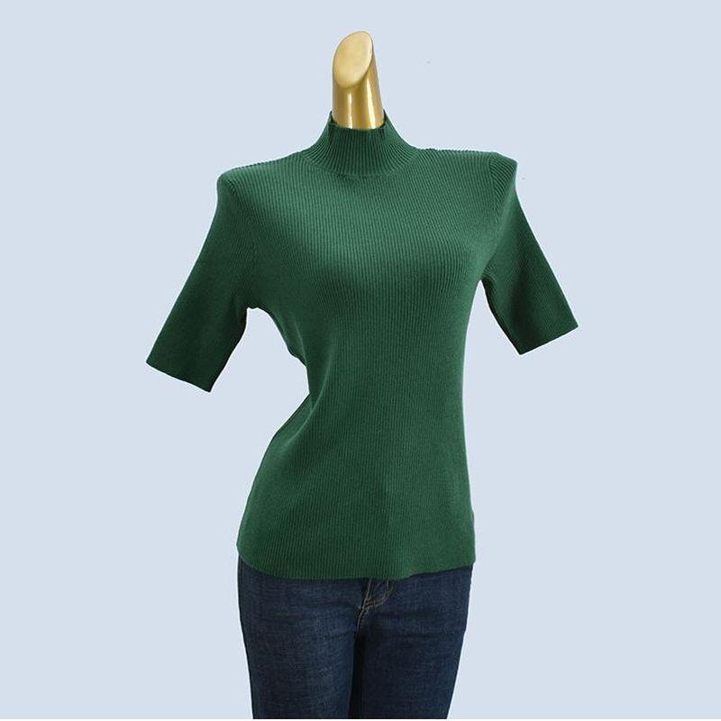 Revoked by Brand Fat Sister plus Size Half-Turtleneck Heattech Half Sleeves Loose Simple Pullover High Elastic Knitting Bottoming Shirt for Women