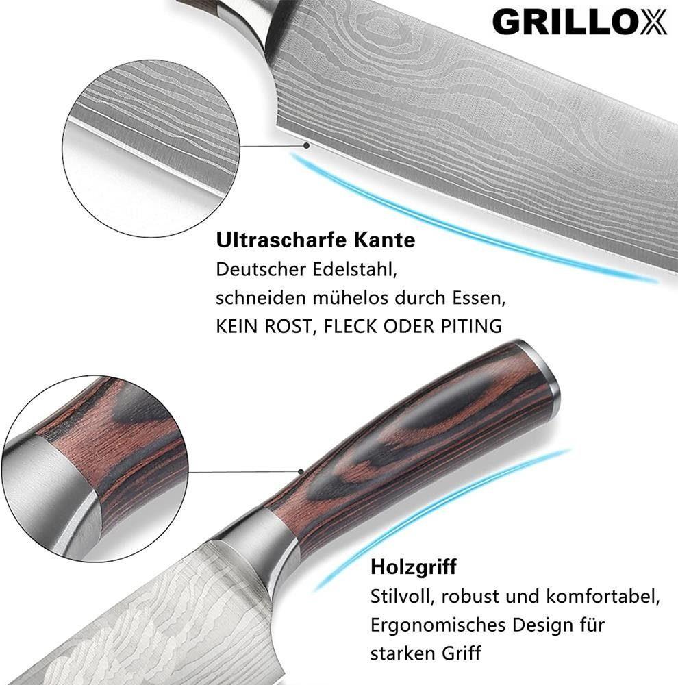 Couteau de chef GRILLOX couteau de chef professionnel couteau de cuisine couteau à viande aspect damassé 20c