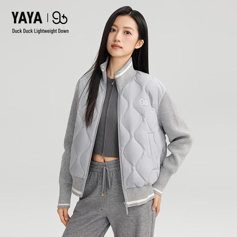 Yaya Women's Color-Block Lightweight Stand-Up Collar Down Jacket