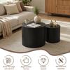 Two-Piece Set, Round Table with Non-Slip Feet, Wooden Side Table for Living Room, Bedroom, Office, Balcony, Terrace, No Assembly Required, Black