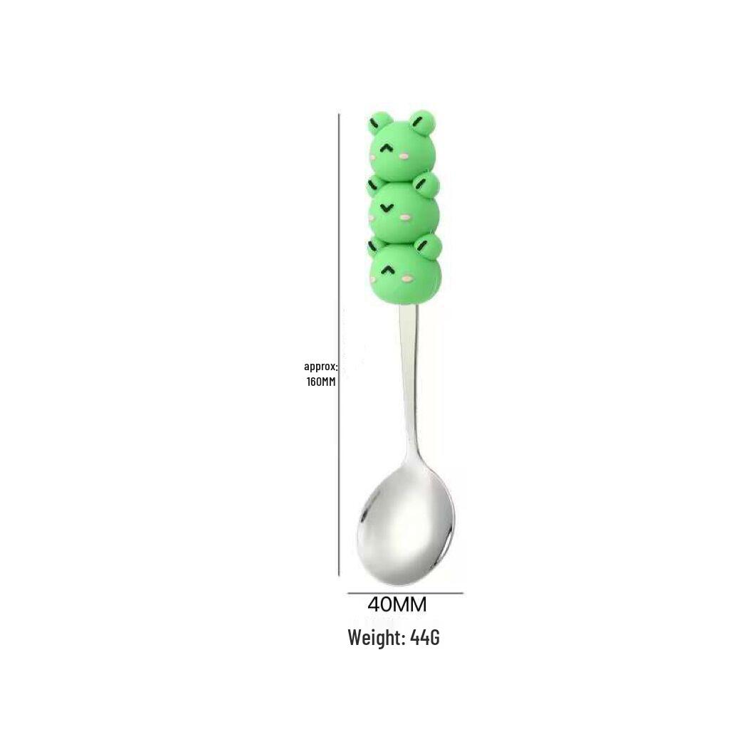 2304 Stainless Steel Cartoon Spoon Fork - Stackable, Cute, Kids' Christmas Soup Utensil