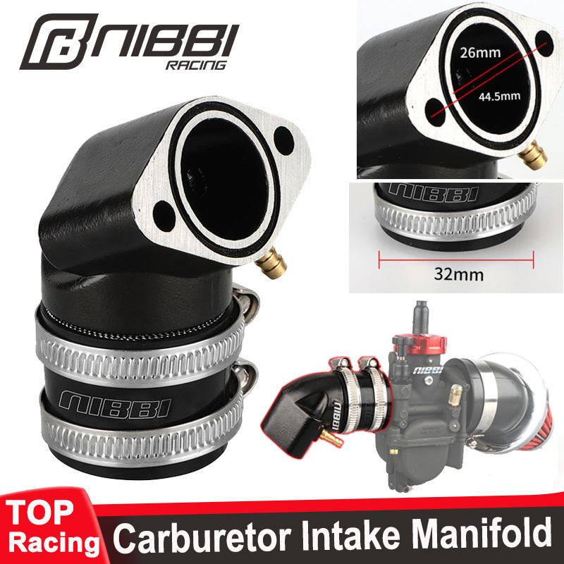 NIBBI Motorcycle Intake Manifold Adapter Fit PE 24mm 26mm 28mm PWK Carburetor Scooter GY6 150ccEngine Parts Intake Pipe Manifold 1PCS