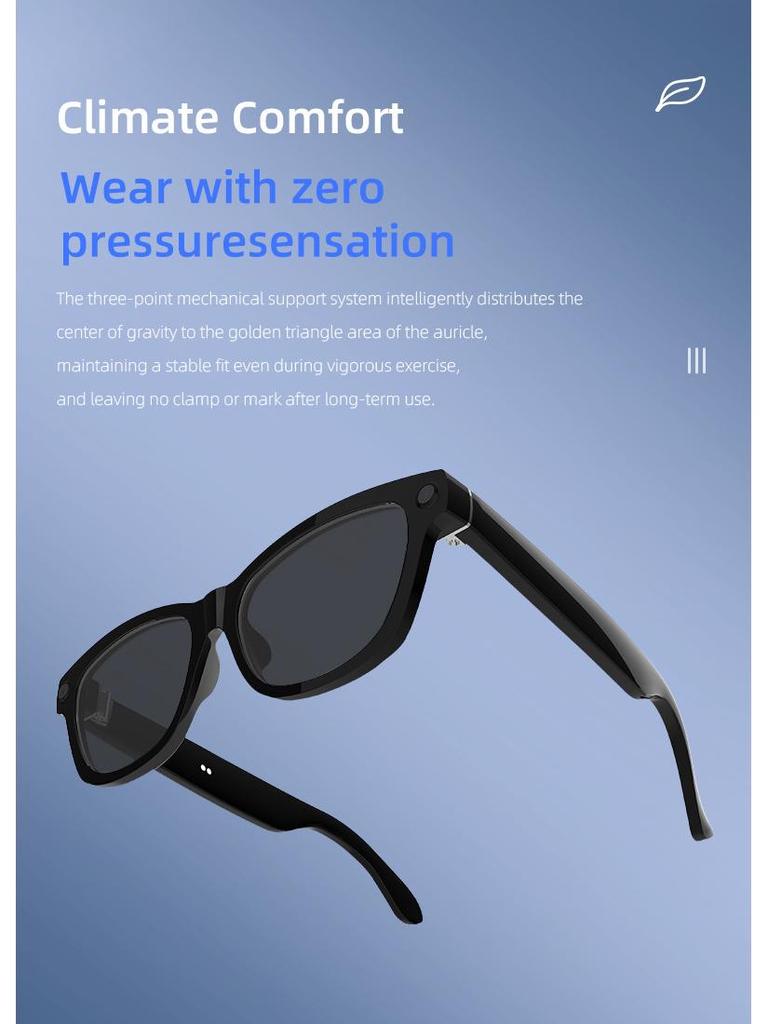 KI-Smart Glasses: Schwarze Tech-Kamera-Brille für Übersetzung, Fotografie und Musik-Streaming