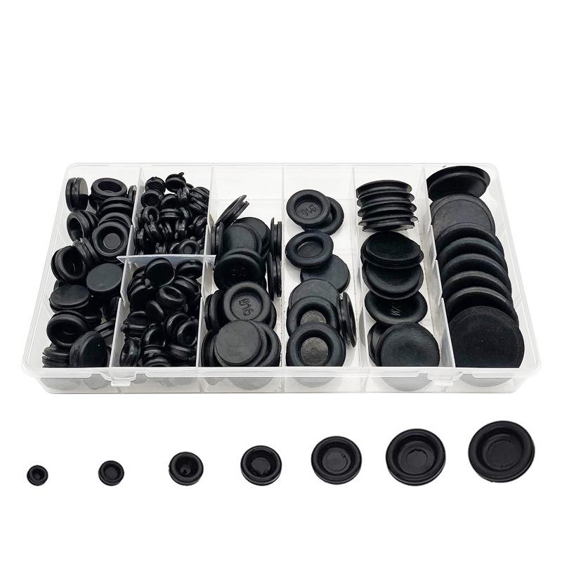 200pcs Black Rubber Snap-on Cable Grommet Protector Kit 200pcs Black Single-Sided Solid Cable Grommet