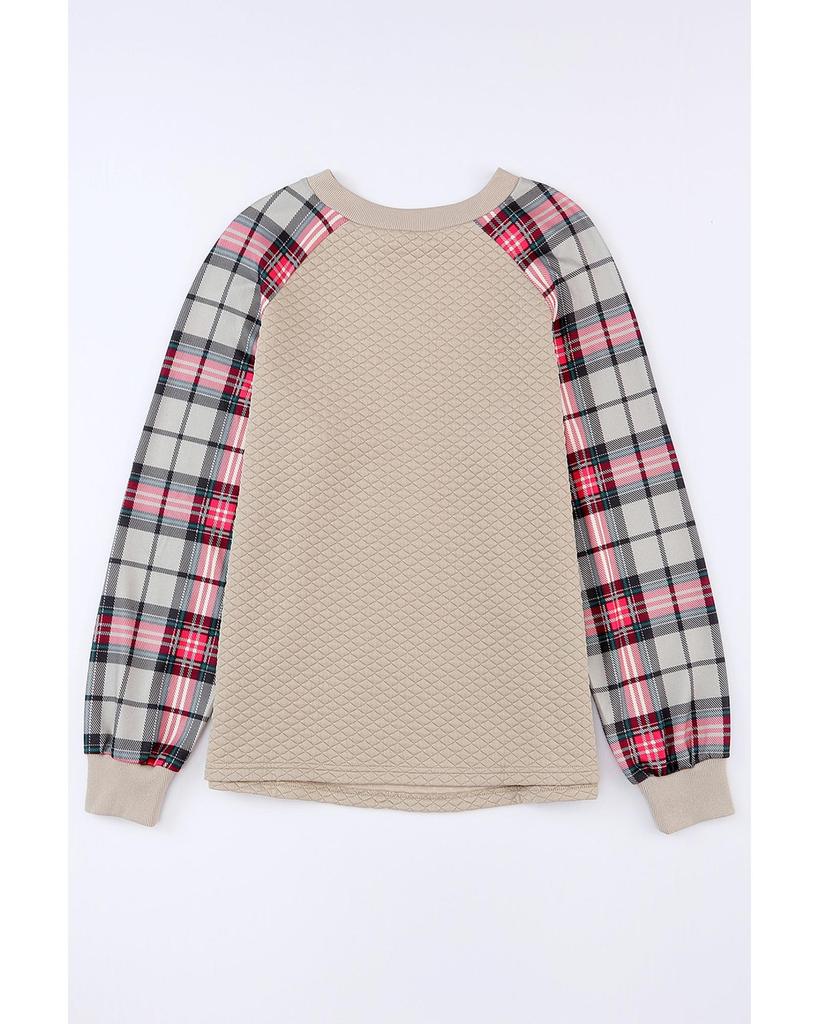 Azura Exchange Plaid Raglan Sleeve Sweatshirt
