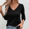 YYFS Women's Fashion Casual Fall Winter Solid Color Print Long Sleeve V-Neck Sweaters