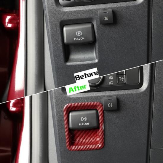 Red Carbon Fiber Handbrake Switch Panel Cover Trim Frame For Ford F150 -