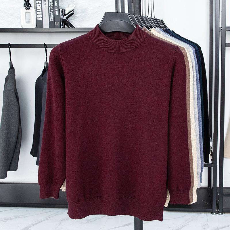 Men’s Autumn/Winter Half-High Collar Knitwear - Warm Inner Layer for Middle-Aged and Elderly