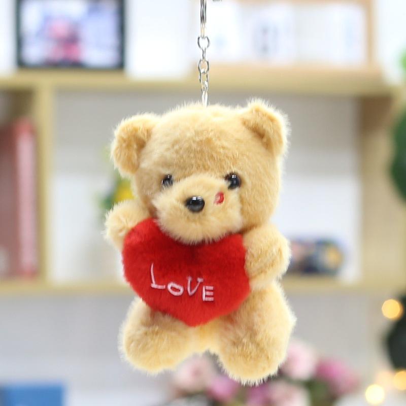 Flower Bear Pendant Cute Ribbon Bear Plush Toy Doll Bag Hanging Doll Keychain Doll