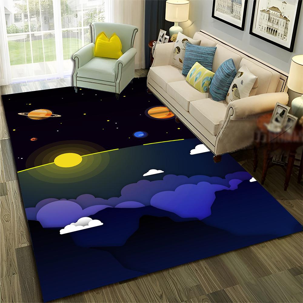 3D Univers Weltraum Galaxie Planet Stern Teppich Teppich für Zuhause Wohnzimmer Schlafzimmer Sofa Fußmatte Dekor,Kinderbereich Teppich Rutschfeste Bodenmatte