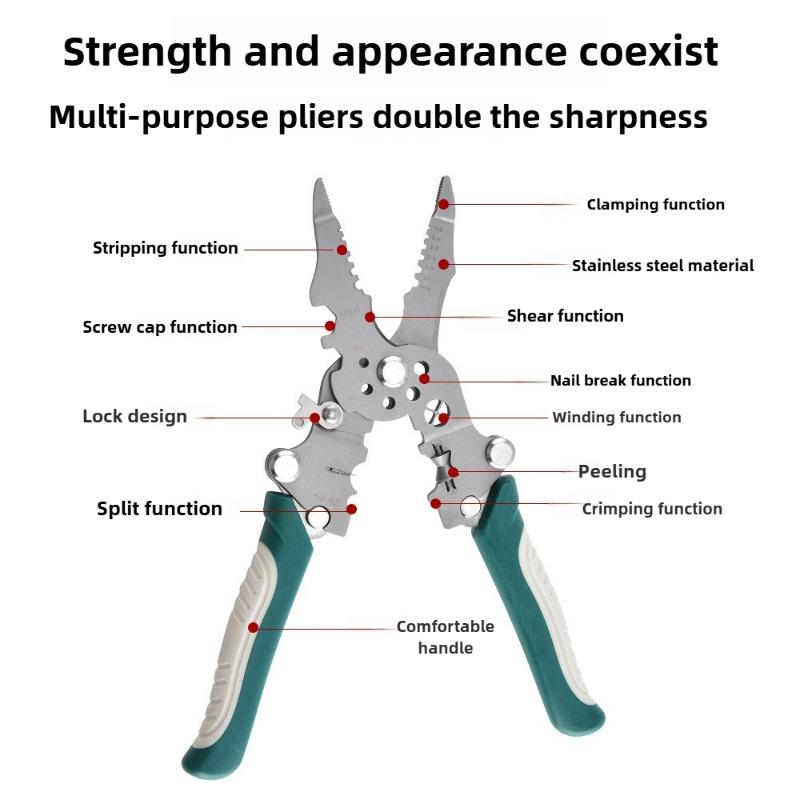 Foldable Wire Stripper Pulley Design Multi-function Electrician Wire Splitter Wire Winding Pliers Crimping Pliers Hand Tool