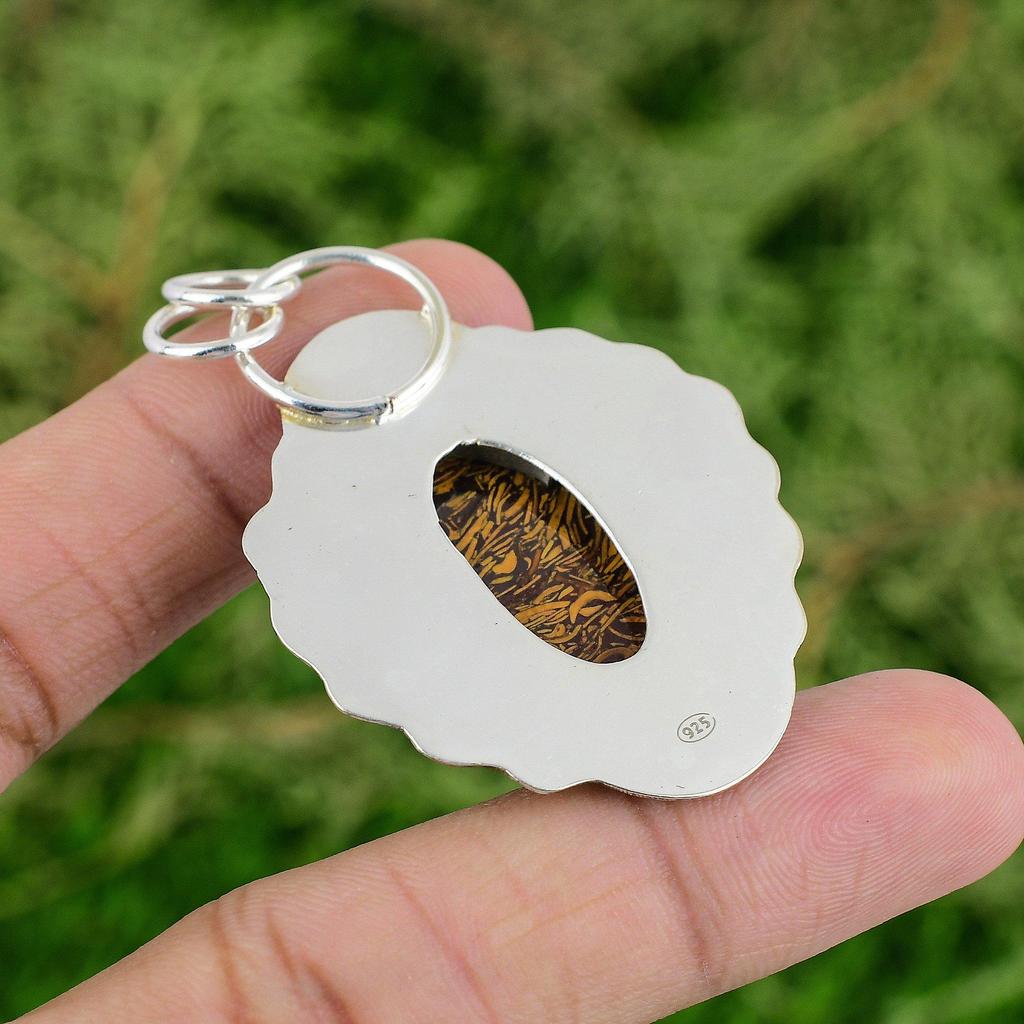 Daughters Day Sale Mariam Jasper Stone Sterling Silver Trendy Pendant Jewelry
